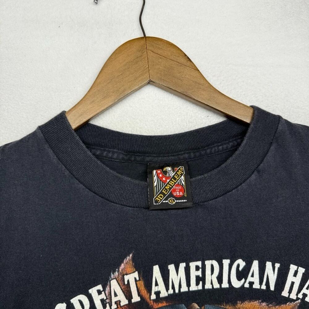 Vintage 3D Emblem Shirt Men's XL Black Great American Hog Bike USA Made 90s Hawg - Picture 5 of 6